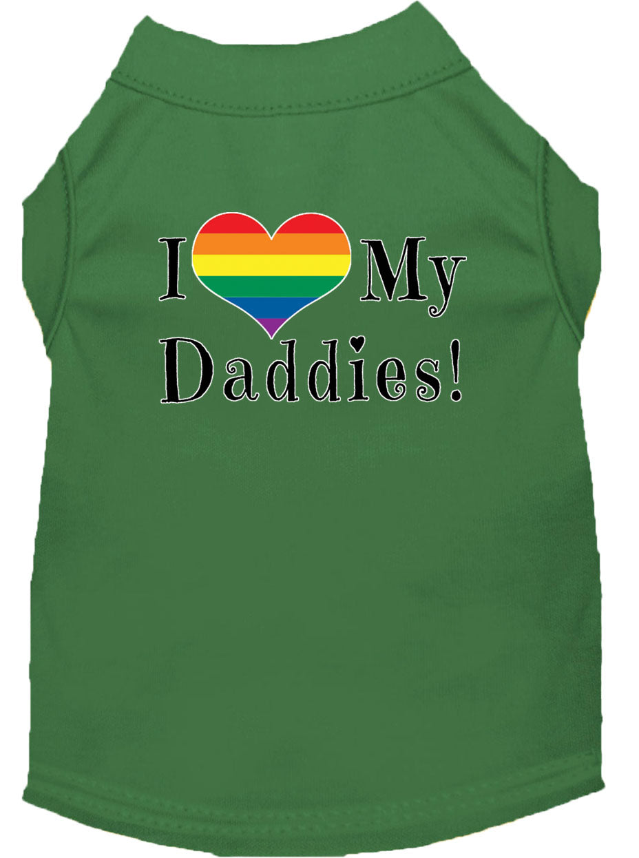 Pet Dog & Cat Shirt Screen Printed, "I Heart My Daddies"