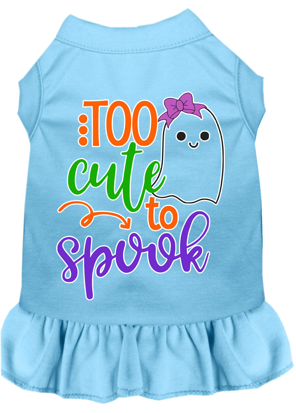 Pet Dog & Cat Dress Screen Printed, "Too Cute To Spook - Girly Ghost"