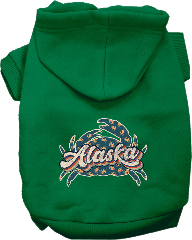 Pet Dog & Cat Screen Printed Hoodie for Small to Medium Pets (Sizes XS-XL), "Alaska Retro Crabs"