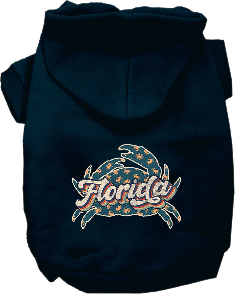 Pet Dog & Cat Screen Printed Hoodie for Small to Medium Pets (Sizes XS-XL), "Florida Retro Crabs"