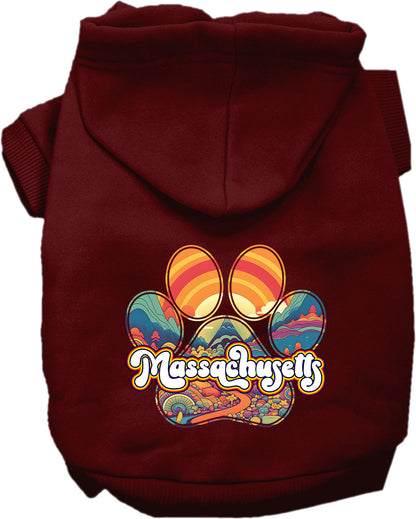 Pet Dog & Cat Screen Printed Hoodie for Small to Medium Pets (Sizes XS-XL), "Massachusetts Groovy Summit"