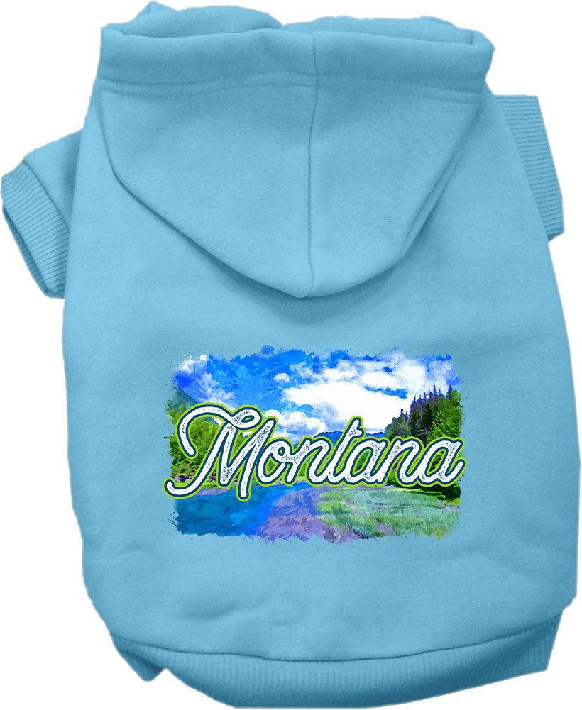 Pet Dog & Cat Screen Printed Hoodie for Small to Medium Pets (Sizes XS-XL), "Montana Summer"