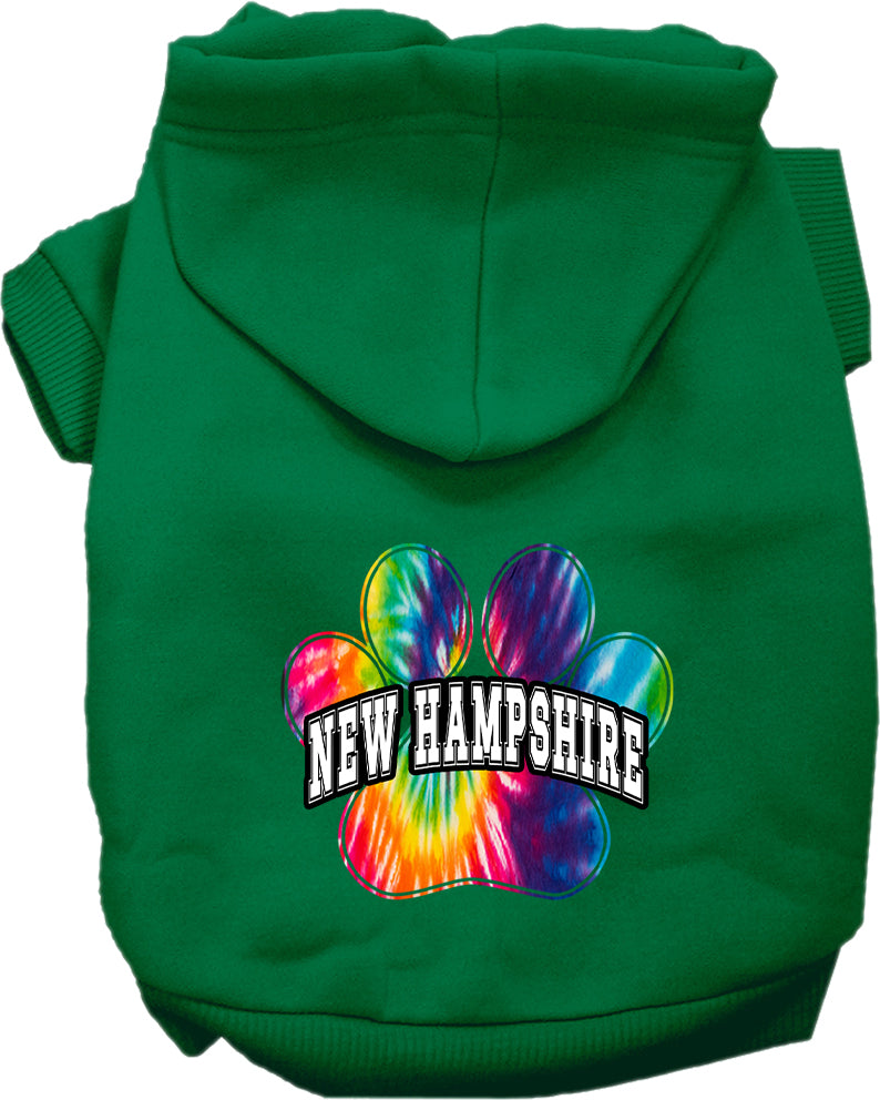 Pet Dog & Cat Screen Printed Hoodie for Small to Medium Pets (Sizes XS-XL), "New Hampshire Bright Tie Dye"