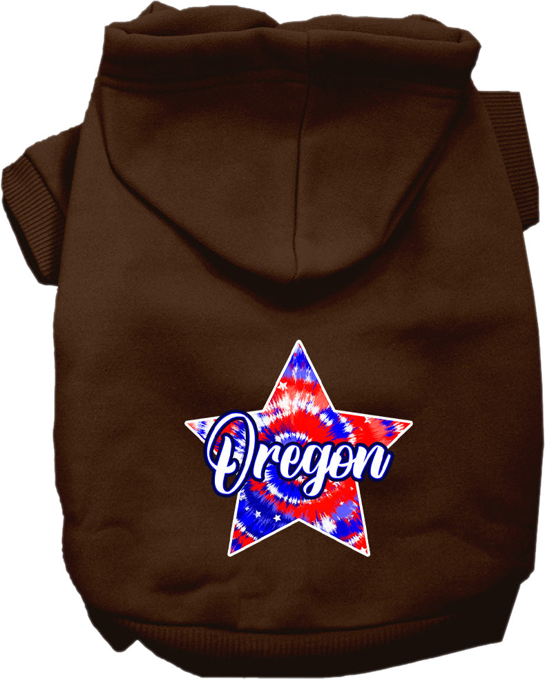 Pet Dog & Cat Screen Printed Hoodie for Small to Medium Pets (Sizes XS-XL), "Oregon Patriotic Tie Dye"