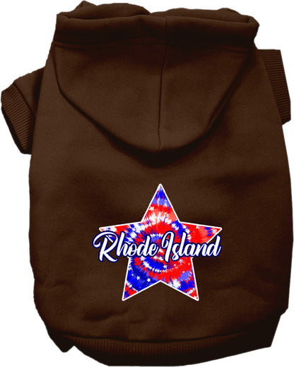 Pet Dog & Cat Screen Printed Hoodie for Small to Medium Pets (Sizes XS-XL), "Rhode Island Patriotic Tie Dye"
