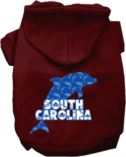 Pet Dog & Cat Screen Printed Hoodie for Small to Medium Pets (Sizes XS-XL), "South Carolina Blue Dolphins"