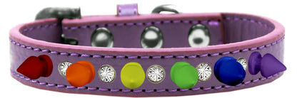 Pet and Dog Spike Collar, "Clear Crystals & Rainbow Spikes” - DOGGO'S KING