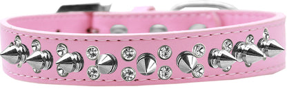 Pet and Dog Spike Collar, "Double Crystal & Silver Spikes" - DOGGO'S KING