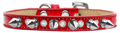 Dog, Puppy and Pet Ice Cream Collar, "Crystal & Silver Spikes" - DOGGO'S KING