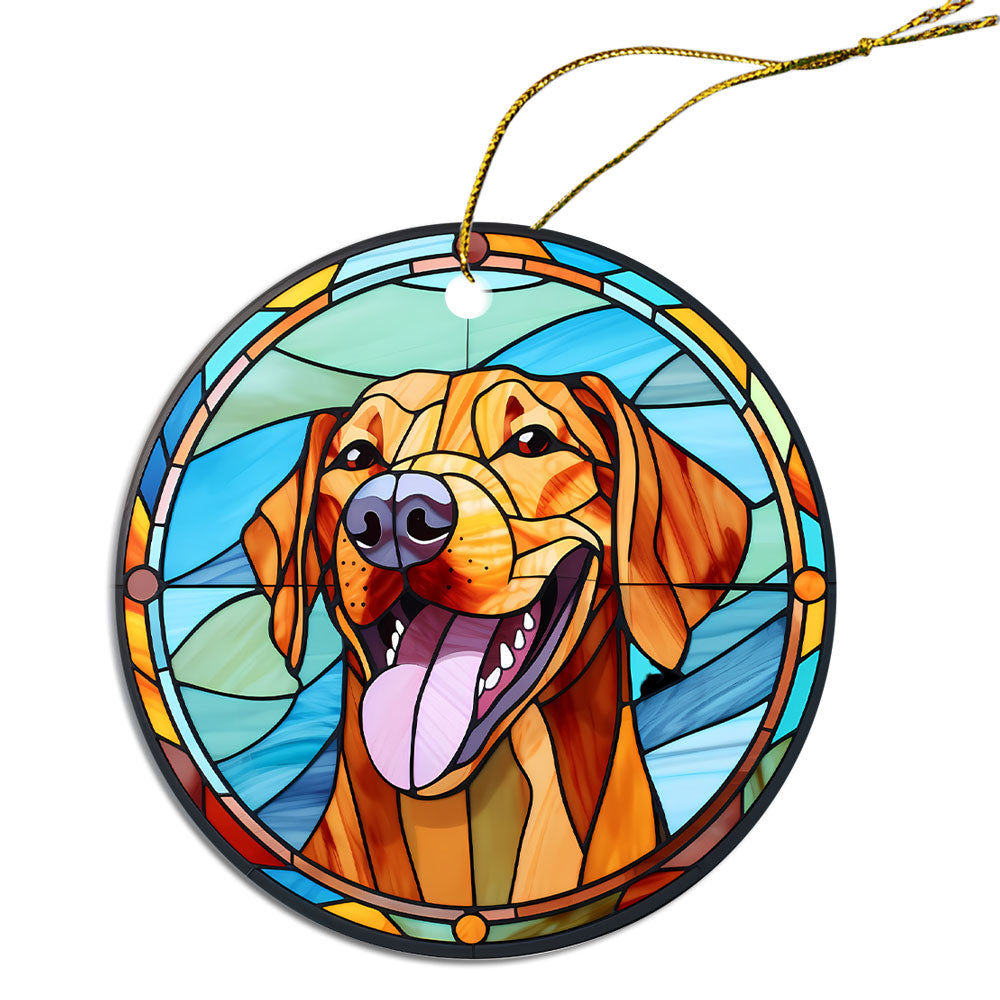 Dog Breed Christmas Ornament Stained Glass Style, "Rhodesian Ridgeback"