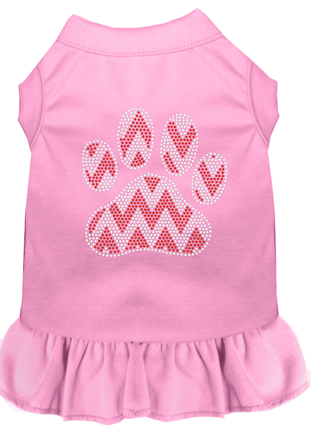 Christmas Pet Dog & Cat Dress Rhinestone, "Candy Cane Chevron Paw"