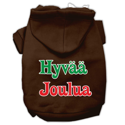 Pet Dog & Cat Hoodie Screen Printed, "Hyvaa Joulua"