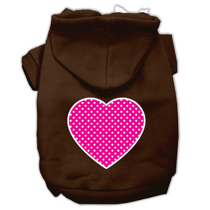 Pet Dog & Cat Hoodie Screen Printed, "Pink Swiss Dots Heart"