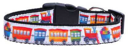 Pet Dog & Cat Nylon Collar or Leash, "Trains" - DOGGO'S KING