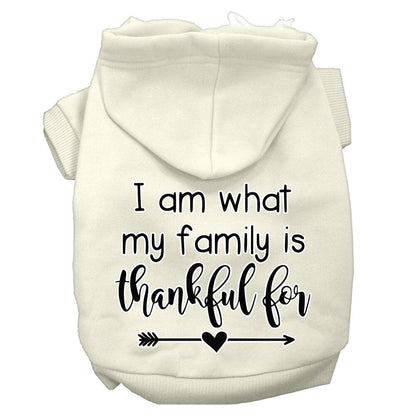 Thanksgiving Pet, Dog and Cat Hoodie Screen Printed, "I Am What My Family Is Thankful For"