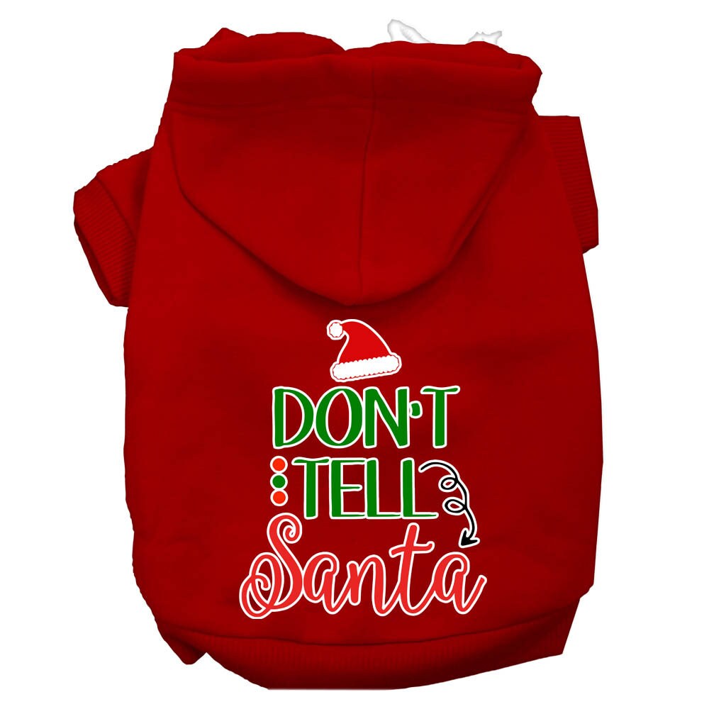 Christmas Pet Dog & Cat Hoodie Screen Printed, "Don't Tell Santa"