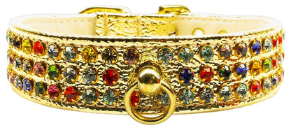 Dog, Puppy & Pet Collar, "Mardi Gras Three Row Confetti Jewel Set" - DOGGO'S KING