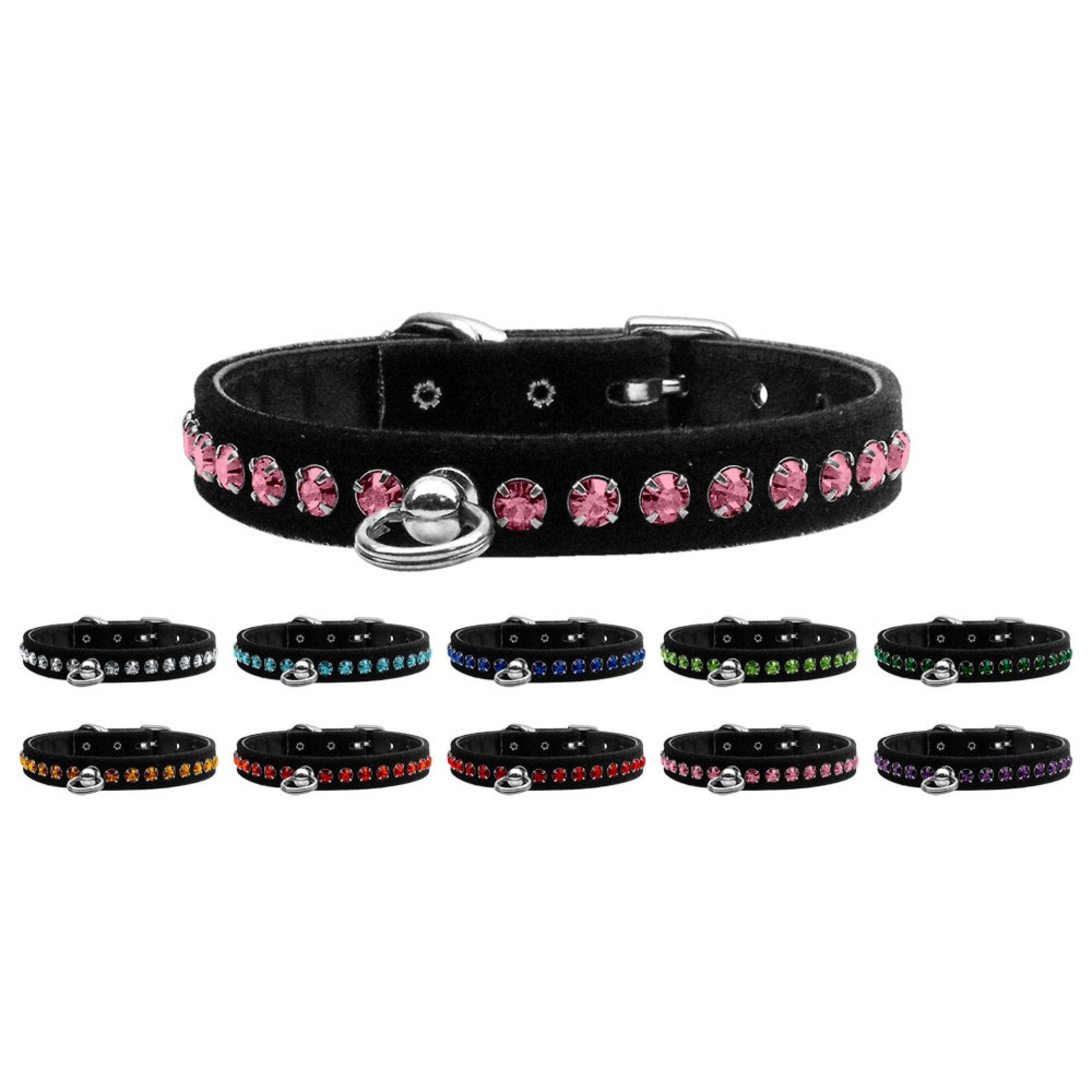 Dog, Puppy and Pet Collar, "Black Velvet Crystal Elite" - DOGGO'S KING