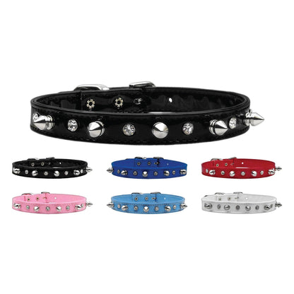 Dog, Puppy and Pet Collar, "Patent Crystal & Spike" - DOGGO'S KING