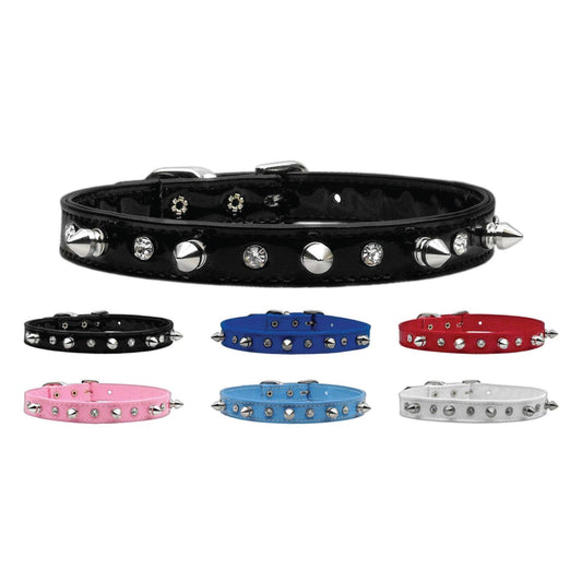 Dog, Puppy and Pet Collar, "Patent Crystal & Spike" - DOGGO'S KING