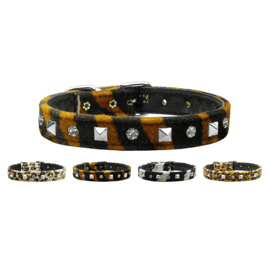 Dog, Puppy and Pet Collar, "Animal Print Crystal & Pyramid" - DOGGO'S KING