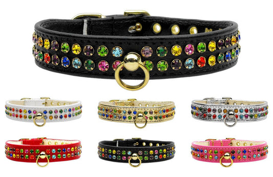 Dog, Puppy & Pet Collar, "#76 Two Row Confetti Crystal Jewelry Set" - DOGGO'S KING