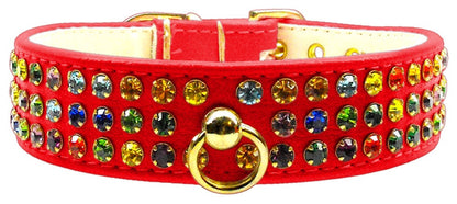 Dog, Puppy & Pet Collar, "Mardi Gras Three Row Confetti Jewel Set" - DOGGO'S KING