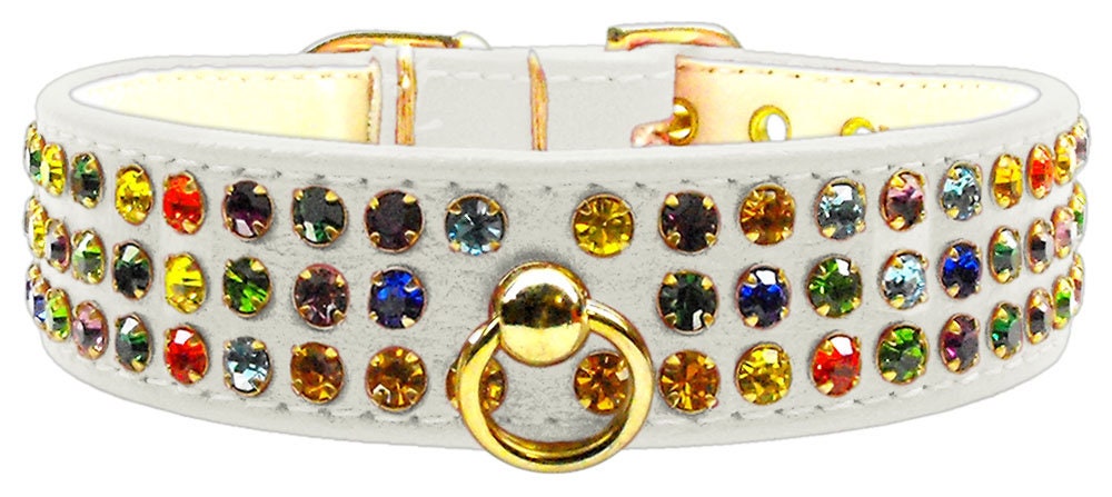 Dog, Puppy & Pet Collar, "Mardi Gras Three Row Confetti Jewel Set" - DOGGO'S KING