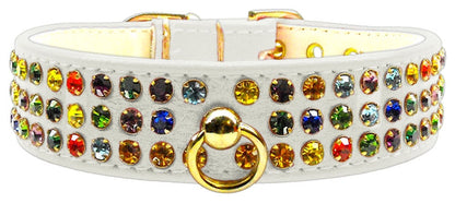 Dog, Puppy & Pet Collar, "Mardi Gras Three Row Confetti Jewel Set" - DOGGO'S KING