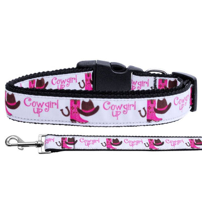 Pet Dog & Cat Nylon Collar or Leash, "Cowgirl Up" - DOGGO'S KING