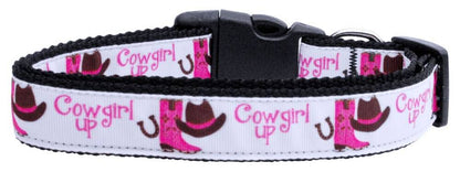 Pet Dog & Cat Nylon Collar or Leash, "Cowgirl Up" - DOGGO'S KING
