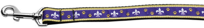 Pet Dog and Cat Nylon Collar or Leash, "Purple & Yellow Fleur De Lis" - DOGGO'S KING