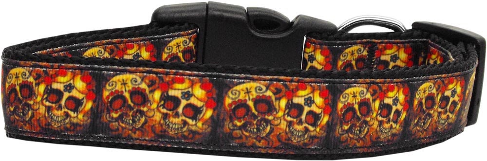 Pet Dog & Cat Nylon Collar or Leash, "Skull Crossed Lovers"