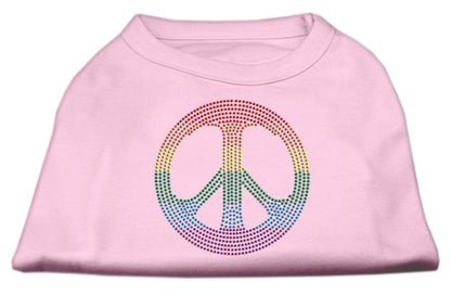 Pet Dog & Cat Shirt Rhinestone, "Rainbow Peace Sign" - DOGGO'S KING