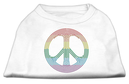 Pet Dog & Cat Shirt Rhinestone, "Rainbow Peace Sign" - DOGGO'S KING