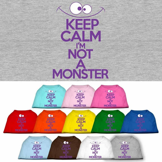 Pet Dog & Cat Shirt Screen Printed, "Keep Calm I'm Not A Monster"