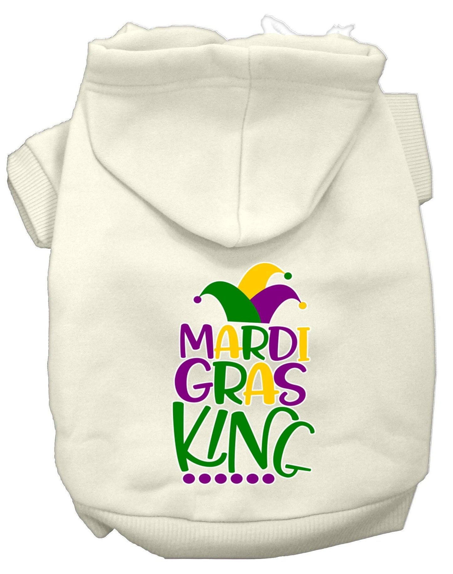 Pet Dog & Cat Hoodie Screen Printed, "Mardi Gras King"
