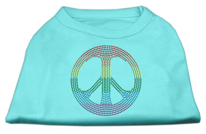 Pet Dog & Cat Shirt Rhinestone, "Rainbow Peace Sign" - DOGGO'S KING