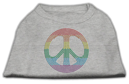 Pet Dog & Cat Shirt Rhinestone, "Rainbow Peace Sign" - DOGGO'S KING