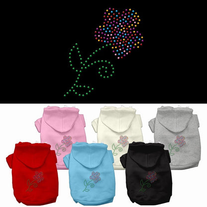Pet, Dog & Cat Hoodie Rhinestone, "Multi Colored Flower" - DOGGO'S KING