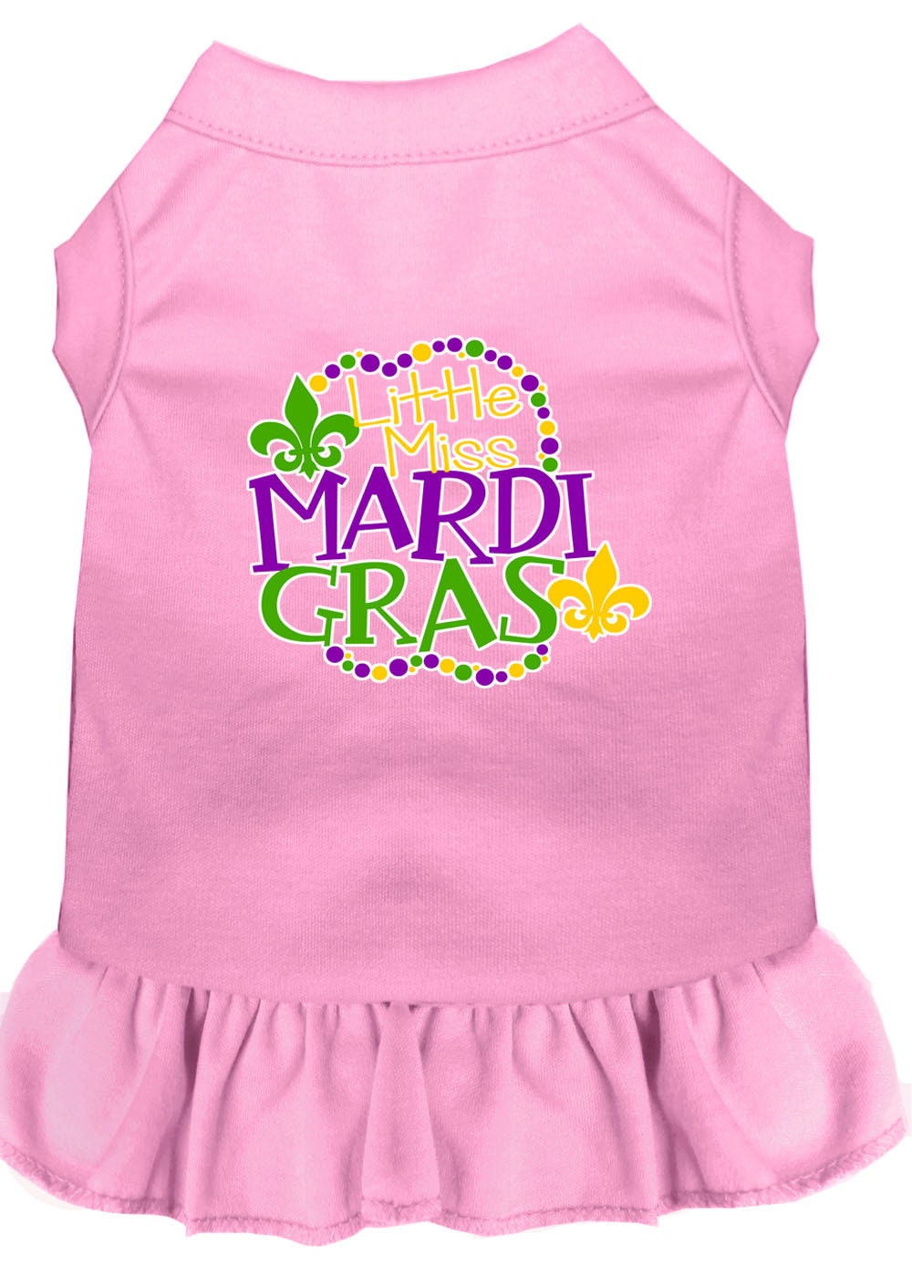 Pet Dog and Cat Dress Screen Printed, "Little Miss Mardi Gras"