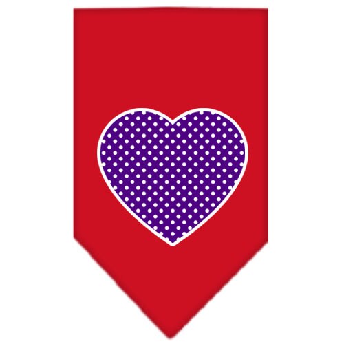Pet and Dog Bandana Screen Printed, "Purple Swiss Dot Heart"