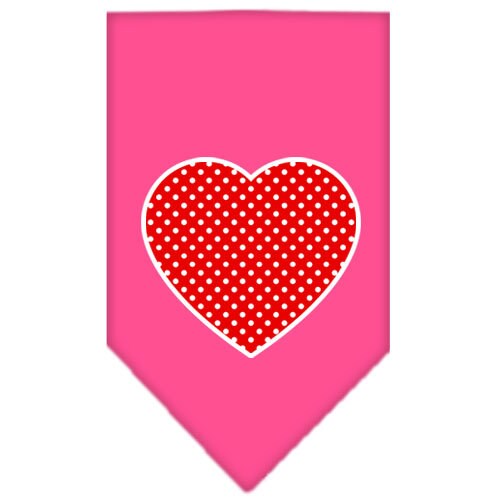 Pet and Dog Bandana Screen Printed, "Red Swiss Dot Heart"