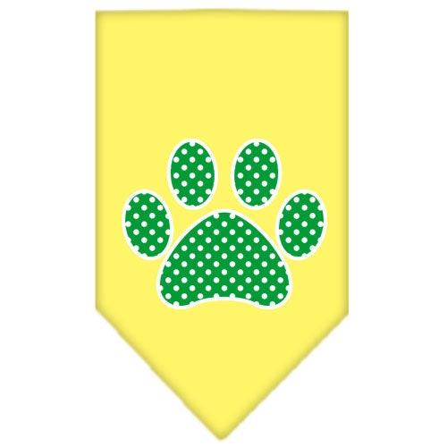 Pet and Dog Bandana Screen Printed, "Green Swiss Dot Paw"