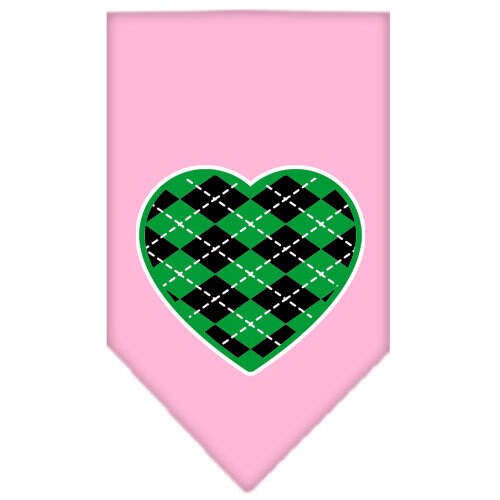 Pet and Dog Bandana Screen Printed, "Green Argyle Heart"