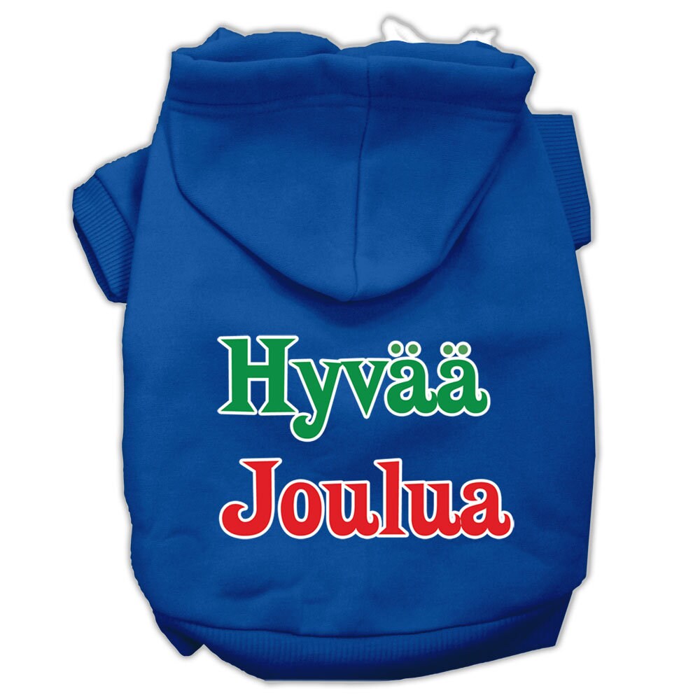 Pet Dog & Cat Hoodie Screen Printed, "Hyvaa Joulua"