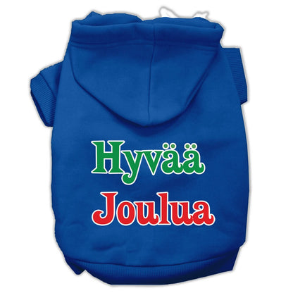 Pet Dog & Cat Hoodie Screen Printed, "Hyvaa Joulua"