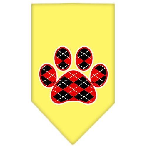 Pet and Dog Bandana Screen Printed, "Red Argyle Paw"