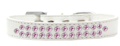 Dog, Puppy & Pet Fashion  Collar, "Two Row Light Pink Crystal Rimsets"