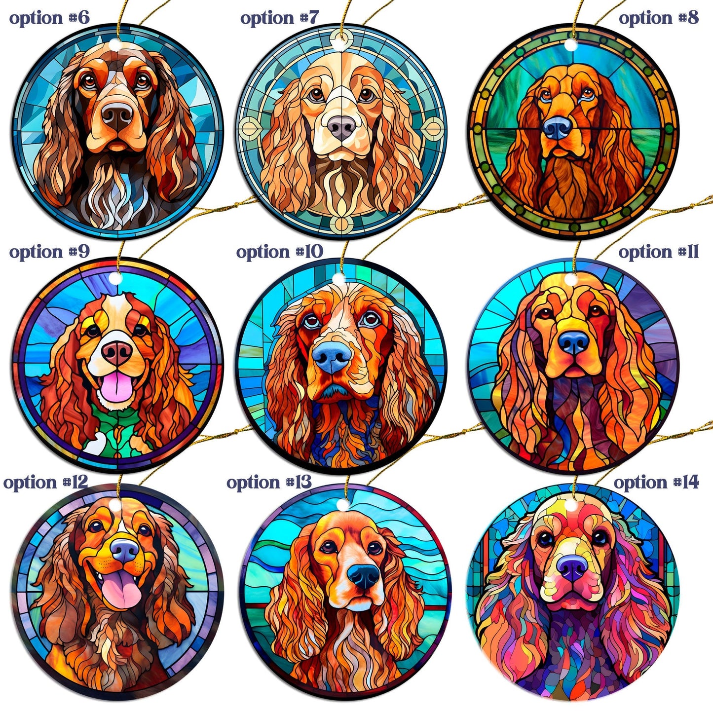 Dog Breed Christmas Ornament Stained Glass Style, "Cocker Spaniel"